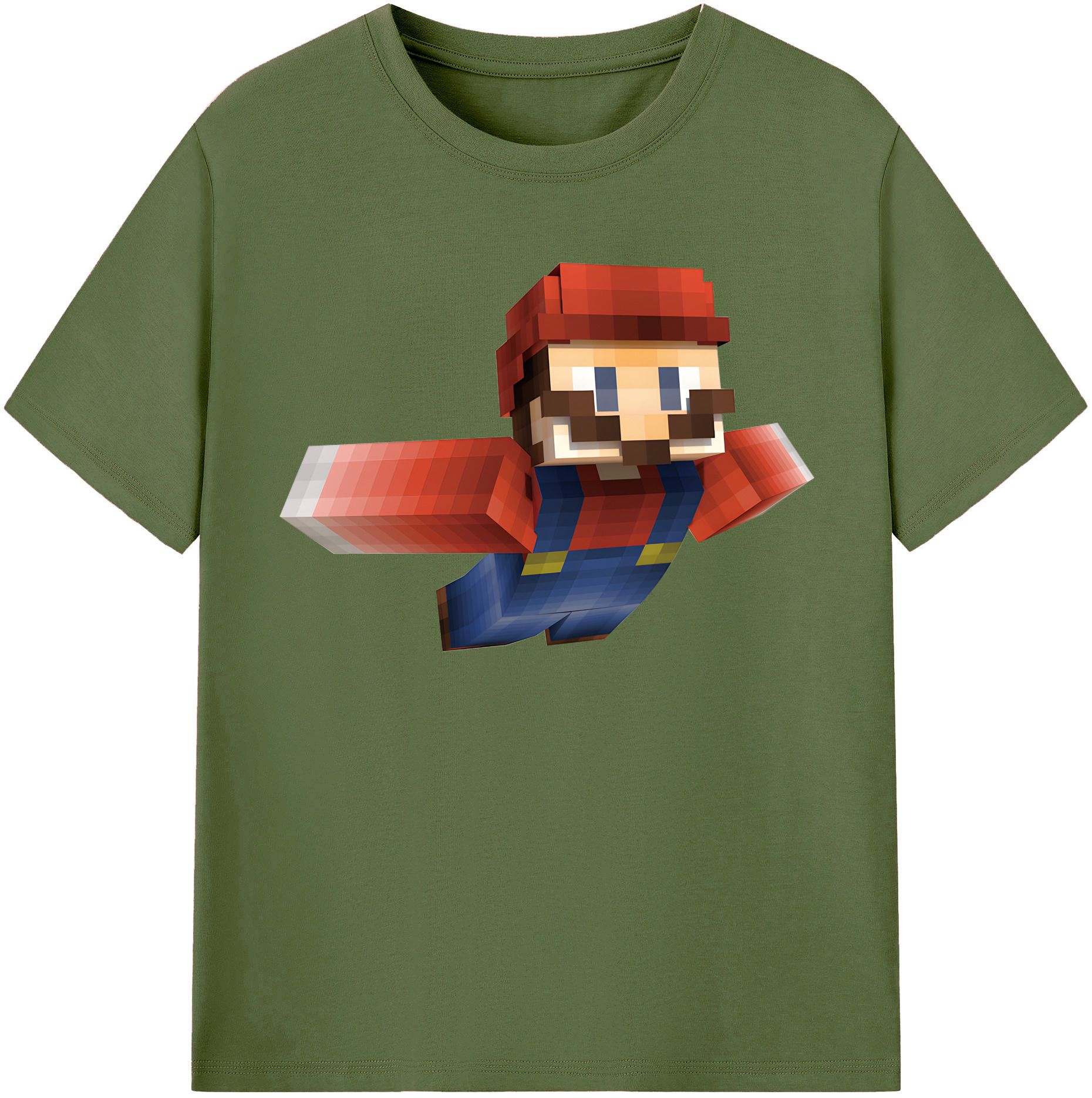 （画像用） マインクラフト ブロックの世界 Minecraft MC Block world 綿100％半袖Tシャツ（フロントプリント）
